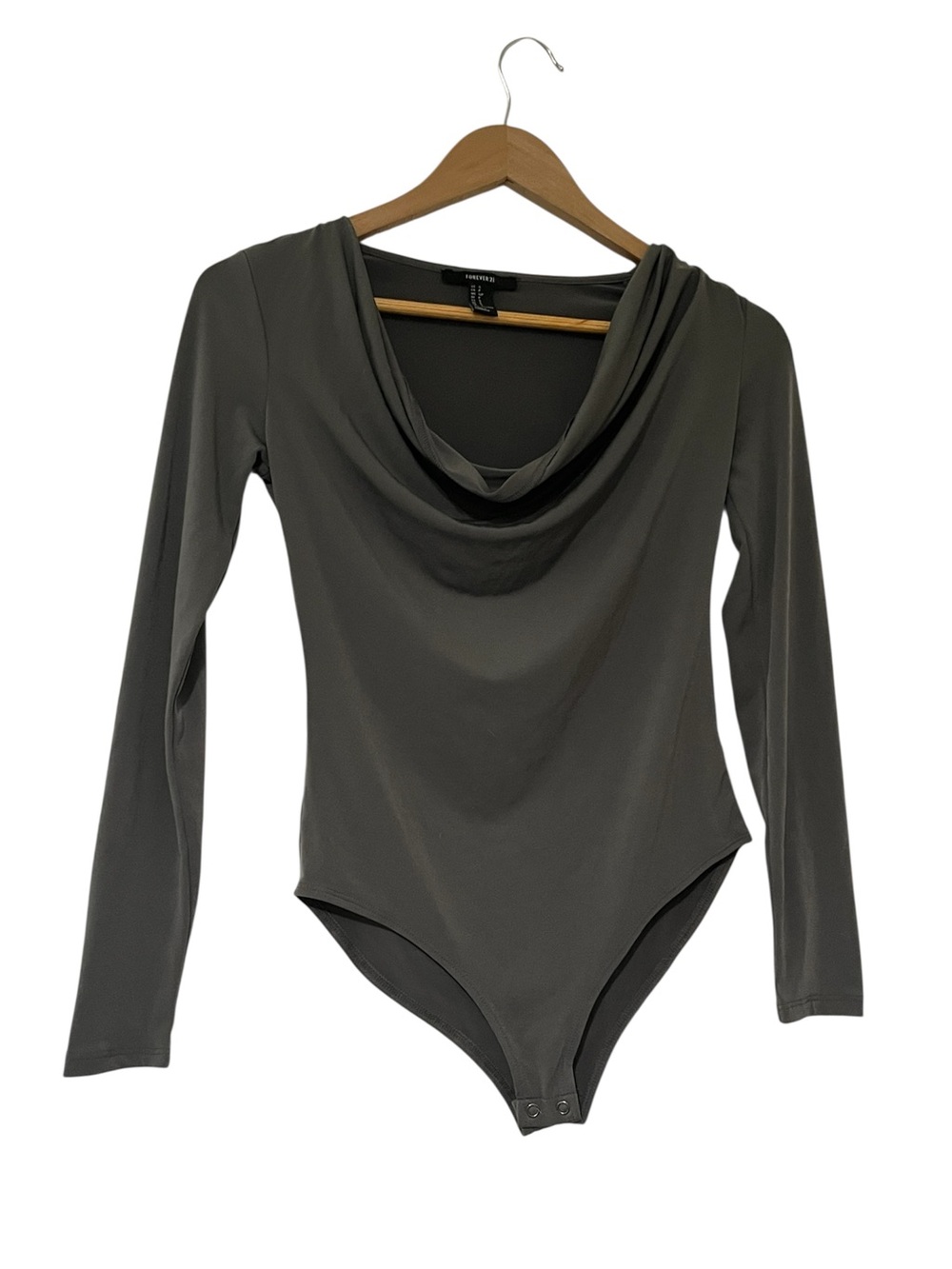 Forever 21 Retired Vintage Body Suit Gray Women’s Small. Sleek, Trendy Fashion